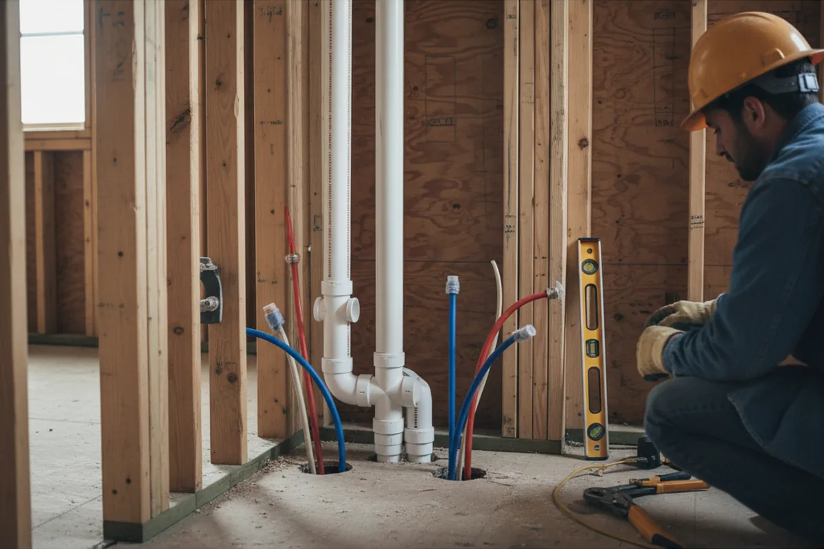 Drain and supply rough-in during Garbage Disposal Repair in Stedman