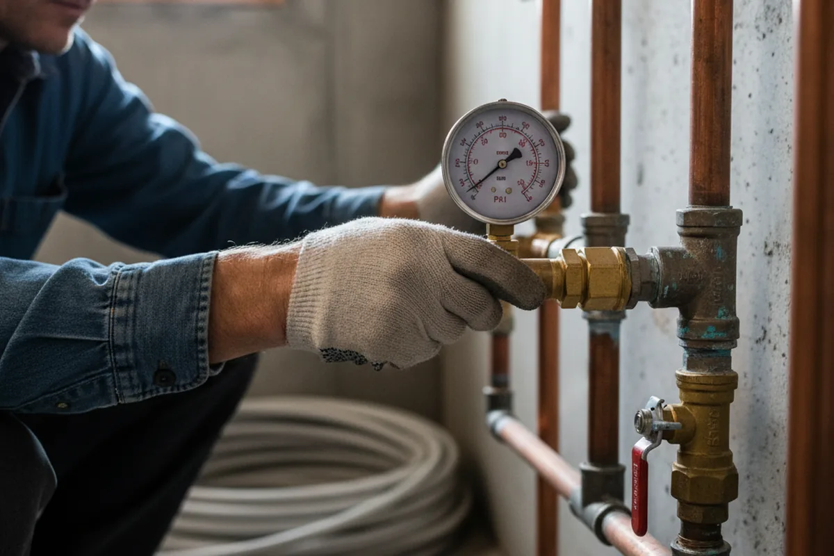 Pressure testing a repaired line during Water Line Repair in Stedman